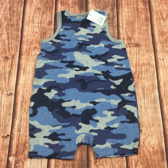 Gap Boys 0-3 Months Blue Camouflage Romper - Picture 4 of 8